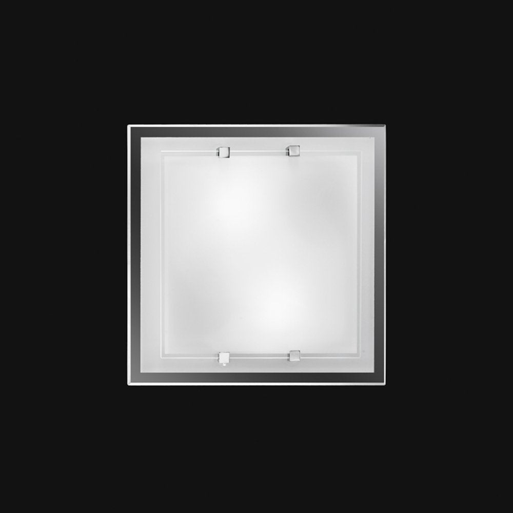 Plafoniera In Vetro Quadrata Moderna Frame Bianco 4 Luci E27 Piccola