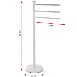 Piantana Portasciugamani Milano da bagno 3 Bracci in Metallo Bianco 22x31x85 cm