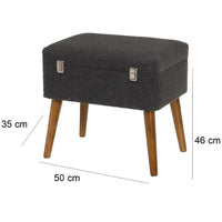 Pouf Contenitore Forma Valigia Apribile Cassapanca Poggiapiedi Grigio Scuro