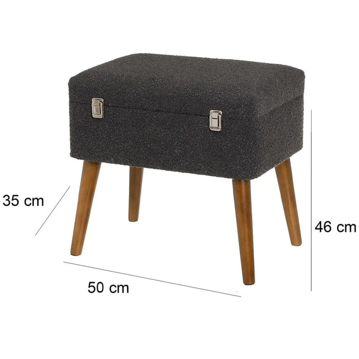 Pouf Contenitore Forma Valigia Apribile Cassapanca Poggiapiedi Grigio Scuro