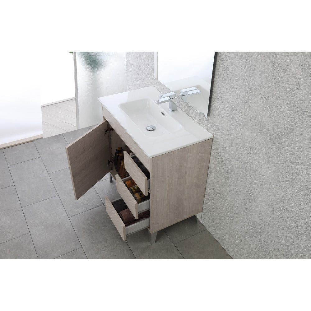 Composizione Bagno Rovere Chiaro Mobile 80 cm Lavabo Specchio