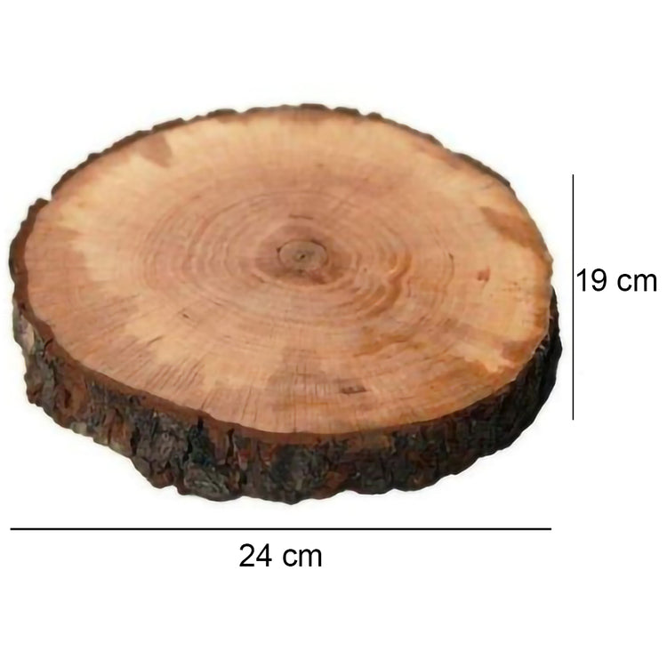 Tagliere Rotondo In Legno Corteccia  Diametro 19-24 Tronco Vassoio Centrotavola