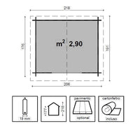 Casetta in legno impregnato CLARA cm. 206x176 senza Pavimento