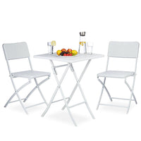 Set Tavolo + 2 Sedie Pieghevole Arredo Esterno Giardino in Polyrattan Bianco