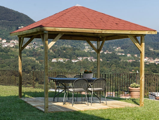 Gazebo Etna 345X345 Legno di Pino Massello impregnato in autoclave