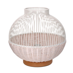 Lampada rattan bianco con attacco cmø30,5h29,5