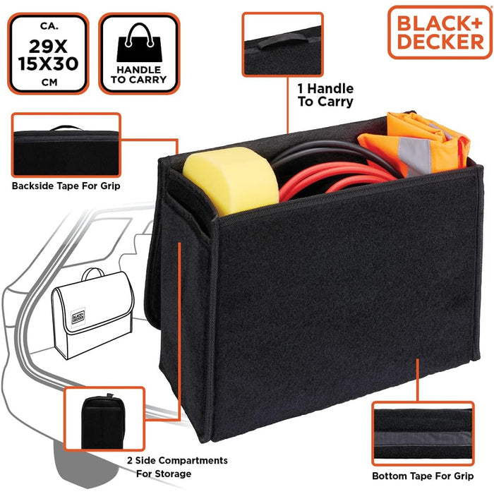 BLACK+DECKER Borsa Organizer per Auto con Chiusura Velcro e Maniglia 29x15x30cm