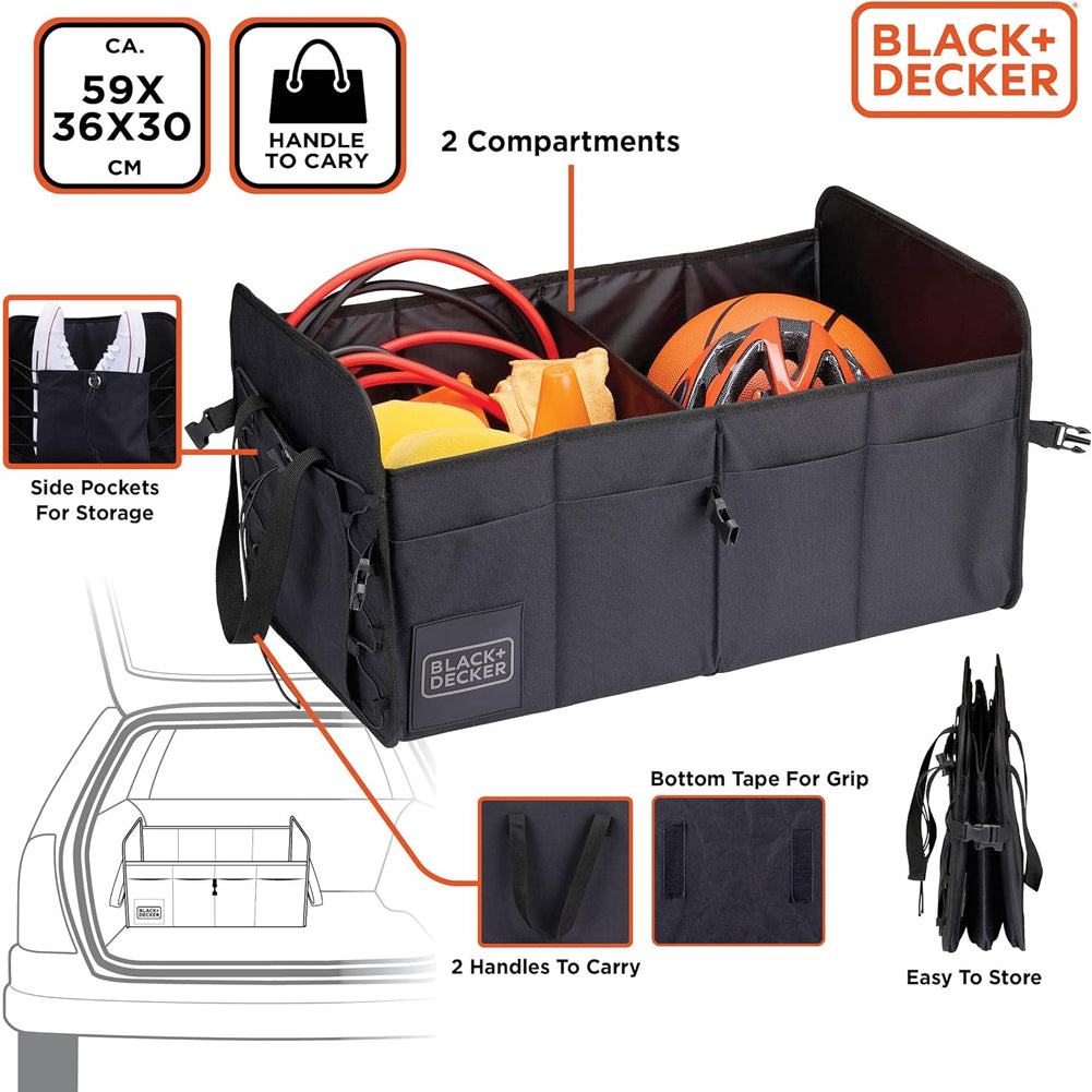 BLACK+DECKER Organizer Borsa da Bagagliaio Pieghevole Baule Portaoggetti per Auto