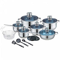 Set di Pentole in Acciaio Inox da 18 Pezzi Con Coperchio in Vetro Royalty Line RL-1801B