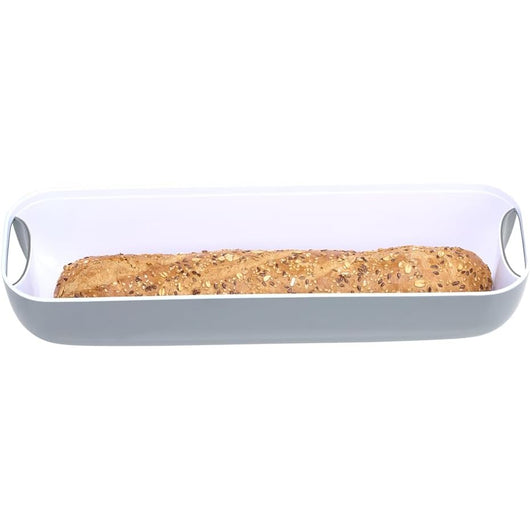 Portapane con Coperchio per Baguette Tagliere in Legno Bambù Manici 40x12x8.5 cm