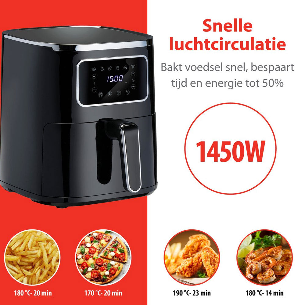 Friggitrice ad Aria 4,5 Litri Display Digitale 1450W Temperatura fino a 200°C