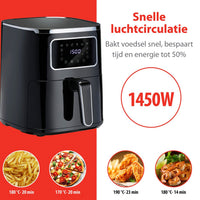 Friggitrice ad Aria 4,5 Litri Display Digitale 1450W Temperatura fino a 200°C