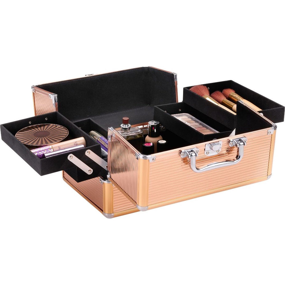 Valigia Case Cometico Portatrucchi Valigetta Make UP Alluminio 27.5x20.5x20.5cm