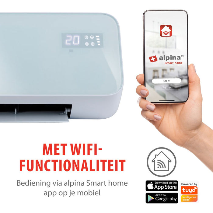 Termoventilatore Elettrico 2in1 a Parete Wifi e App Control 2000W Caldo/Freddo