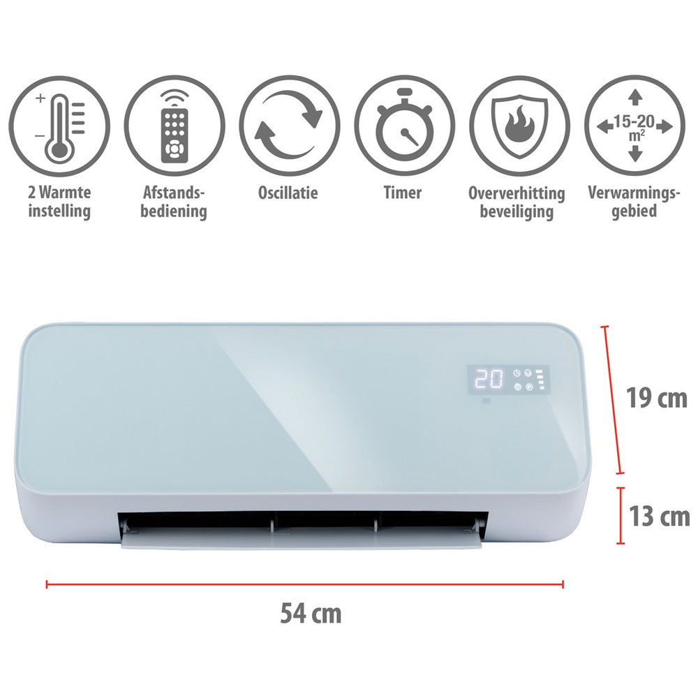 Termoventilatore Elettrico 2in1 a Parete Wifi e App Control 2000W Caldo/Freddo