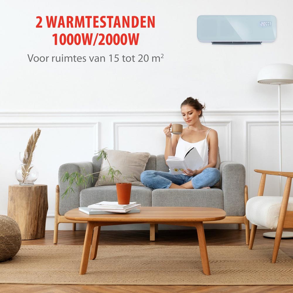 Termoventilatore Elettrico 2in1 a Parete Wifi e App Control 2000W Caldo/Freddo