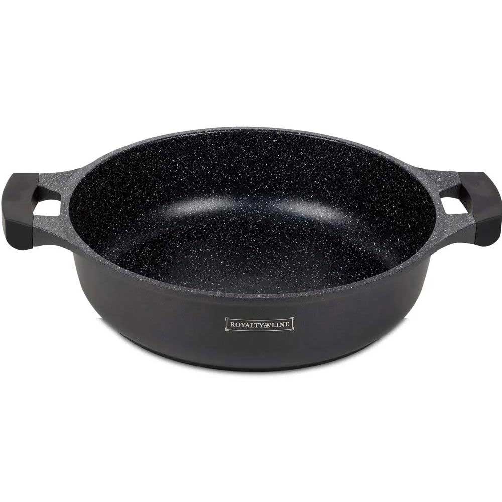 Pentola Da Cucina Bassa Tegame Alluminio pressofuso marmorizzato 28 cm con coperchio