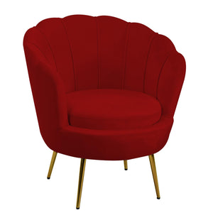 Poltrona Imbottita 73x72xh49/77 cm in Tessuto Velluto Tulipan Rosso