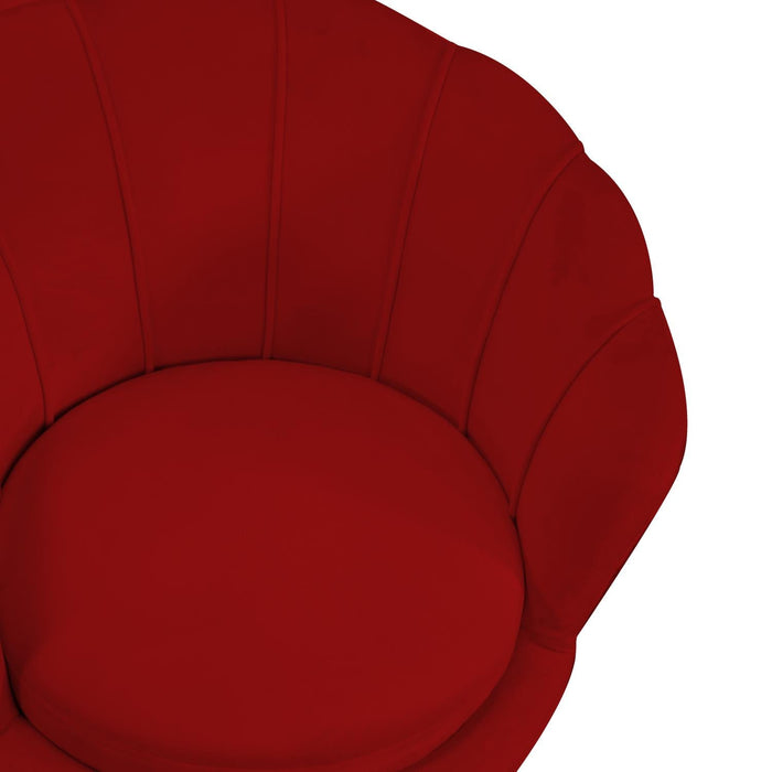 Poltrona Imbottita 73x72xh49/77 cm in Tessuto Velluto Tulipan Rosso