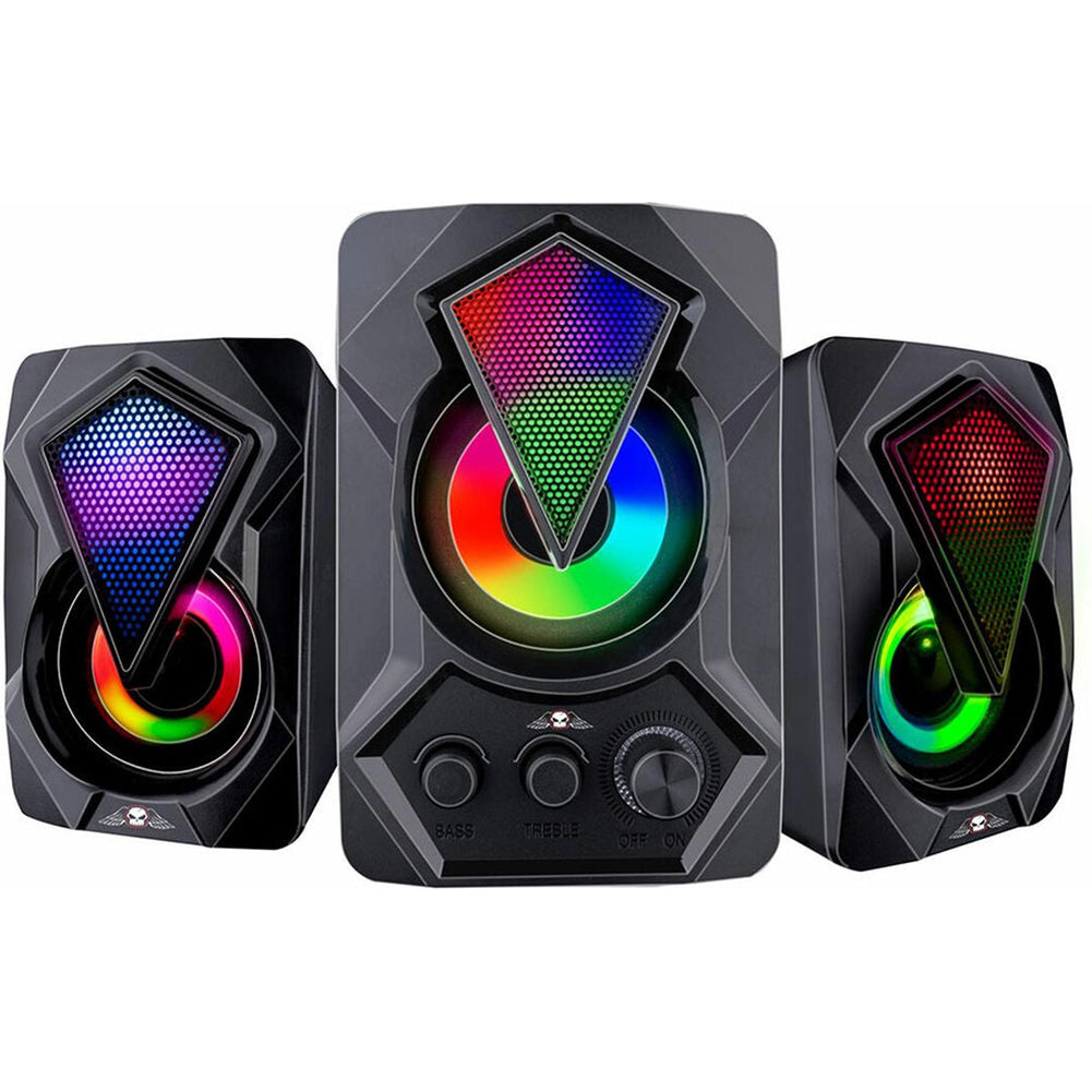 Kit Subwoofer Casse Speaker Gaming Aux USB Bluetooth Altoparlanti con Luci RGB