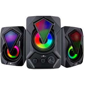 Kit Subwoofer Casse Speaker Gaming Aux USB Bluetooth Altoparlanti con Luci RGB