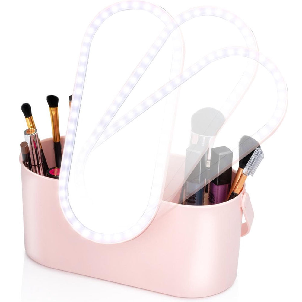 Organizer Beauty Case Make Up con Specchio Led Regolabile e Ricaricabile USB