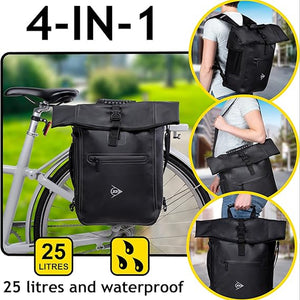 Borsa 4in1 Impermeabile con Strisce Fluorescenti Trekking Bici 25L Portabottiglie