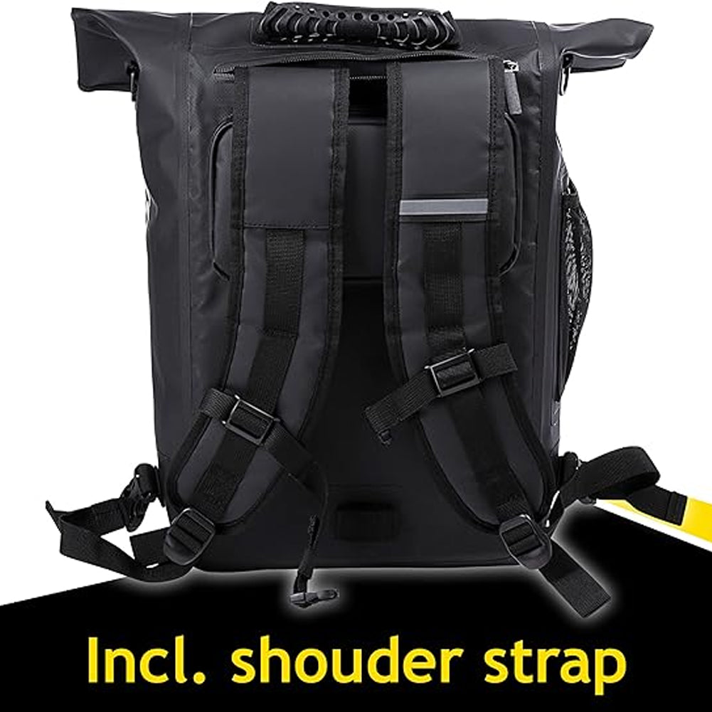 Borsa 4in1 Impermeabile con Strisce Fluorescenti Trekking Bici 25L Portabottiglie