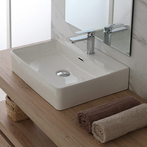 Lavabo da Appoggio o Sospeso Bagno Rettangolare in Ceramica Lavandino