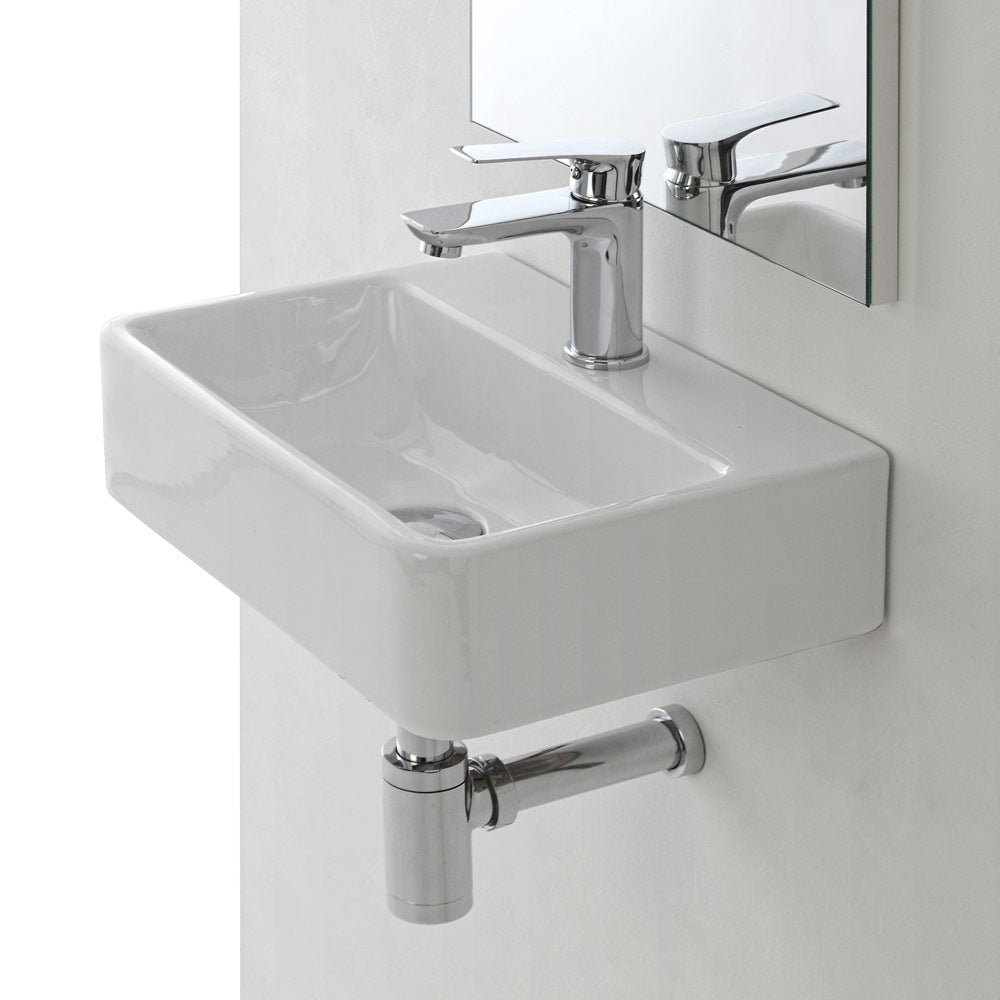 Lavandino Sospeso in Ceramica Rettangolare Lavabo Piccolo per Bagno