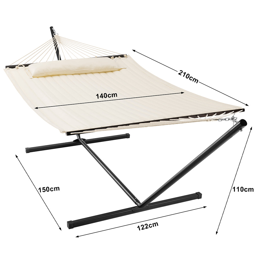 Amaca da Giardino Brasiliana Beige con Cuscino e Supporto Acciaio Portata 200 kg