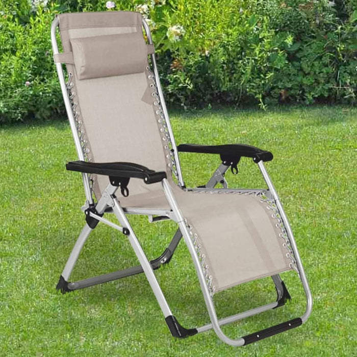 Sedia Giardino Poltrona Relax Pieghevole Big Gravita Zero Metallo Tessuto Beige