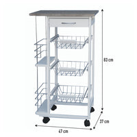 Carrello Cucina Legno Portapane e Portabottiglie 3Ripiani 1Cassetto Salvaspazio