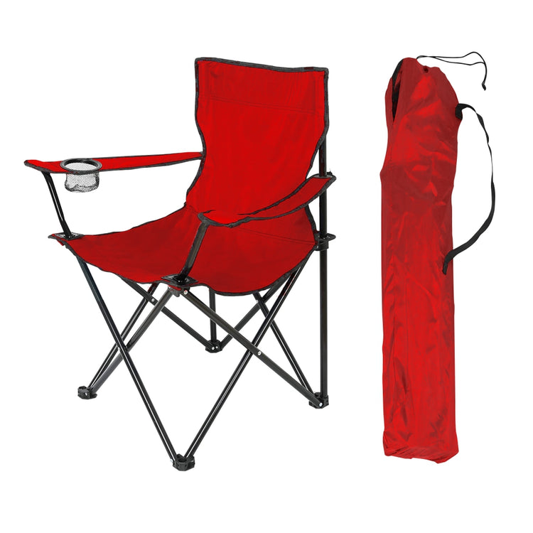 Sedia Campeggio Kit 2pz Camping Pieghevole Telo Oxford Sacca con Maniglia Rosso