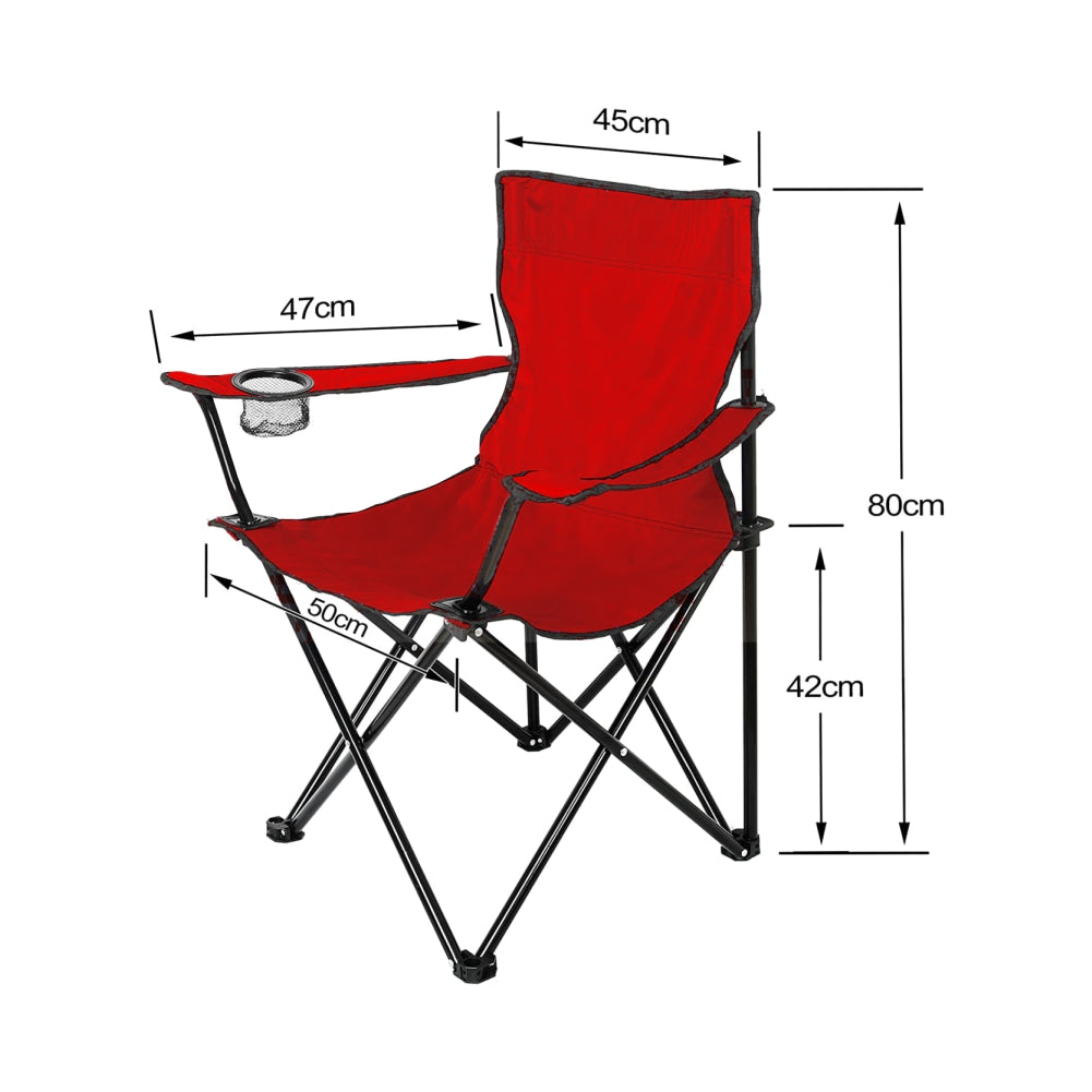 Sedia Campeggio Kit 2pz Camping Pieghevole Telo Oxford Sacca con Maniglia Rosso