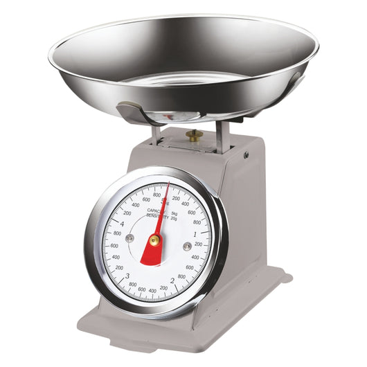 Bilancia da Cucina Metallo Verniciato Grigio Max 5Kg Analogica Vassoio in Acciaio