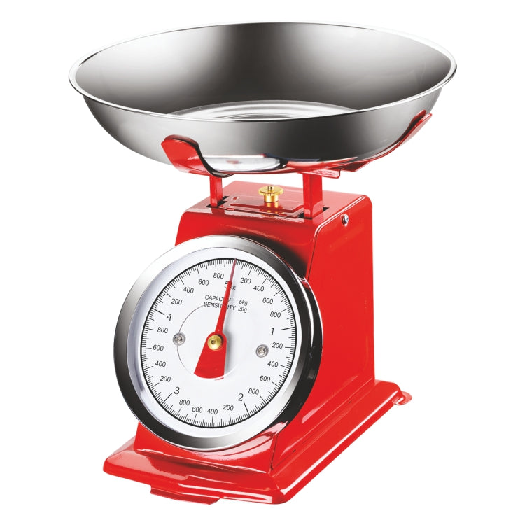 Bilancia da Cucina Metallo Verniciato Rosso Max 5Kg Analogica Vassoio in Acciaio