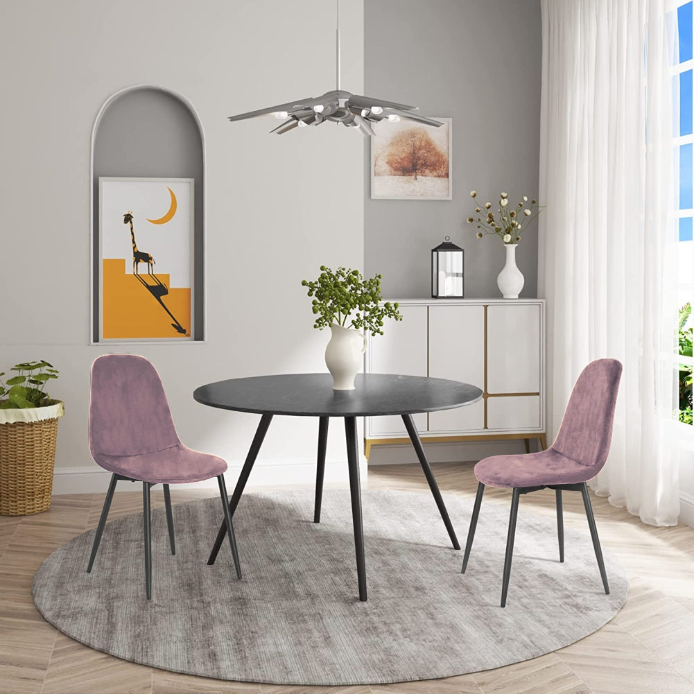 Sedia Poltroncina in Velluto Set 4pz Sedie per Sala da Pranzo Ristorante Rosa Antico