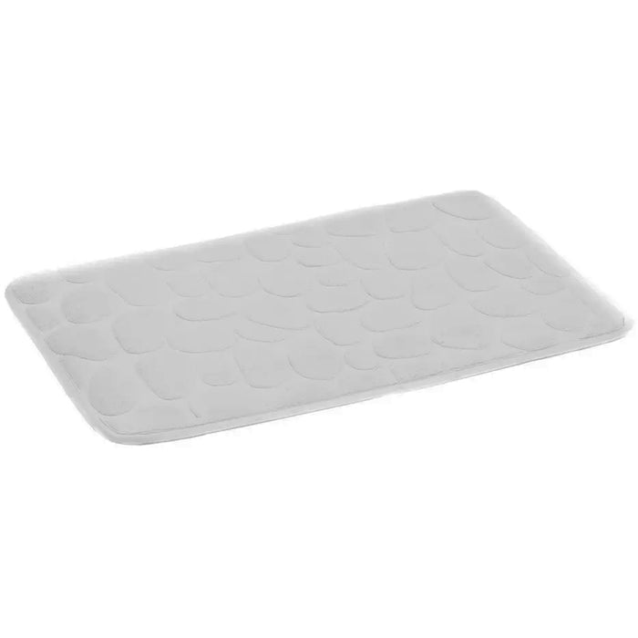 Tappeto da Bagno Antiscivolo Tappetino Microfibra Effetto Pietra 60x40cm Bianco