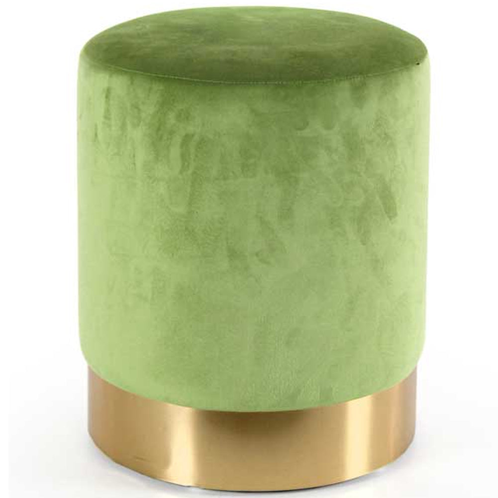 Pouf Poggiapiedi in Velluto Verde Lime Struttura MDF 31x31x38cm Base in Metallo