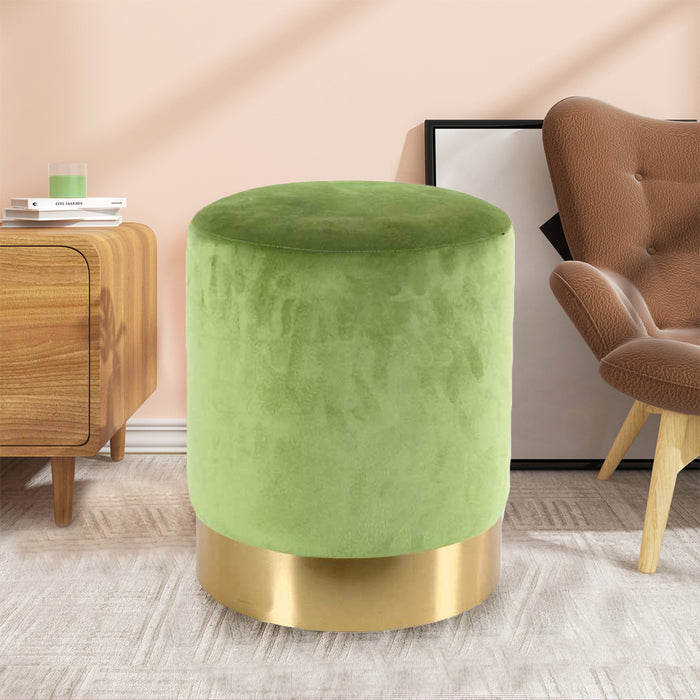 Pouf Poggiapiedi in Velluto Verde Lime Struttura MDF 31x31x38cm Base in Metallo