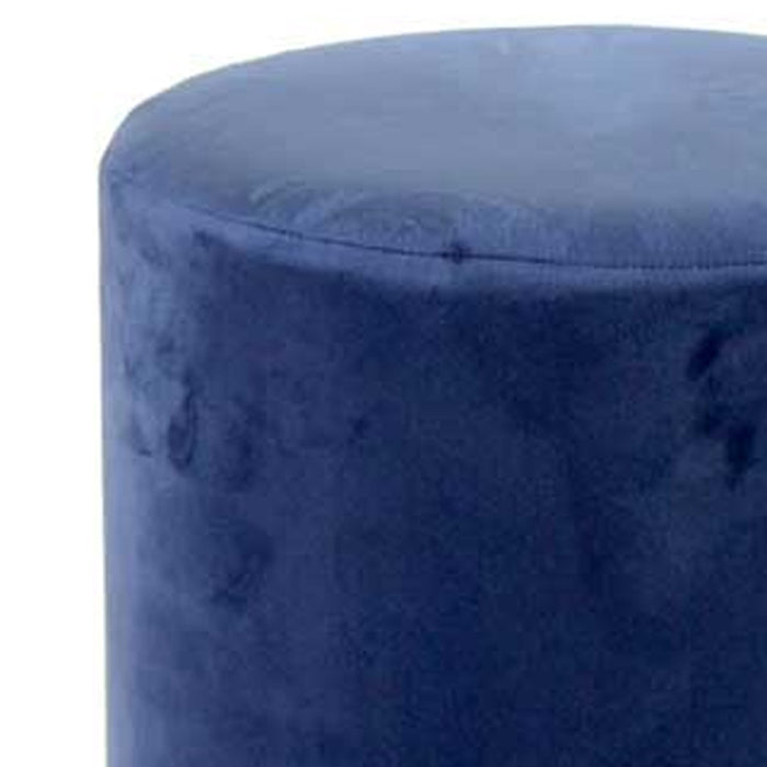 Pouf Poggiapiedi in Velluto Blu Struttura MDF 31 x 31 x 38 cm Base in Metallo