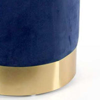 Pouf Poggiapiedi in Velluto Blu Struttura MDF 31 x 31 x 38 cm Base in Metallo