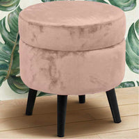 Pouf Contenitore Sgabello Cassapanca Poggiapiedi in Tessuto Velluto Rosa 37x40