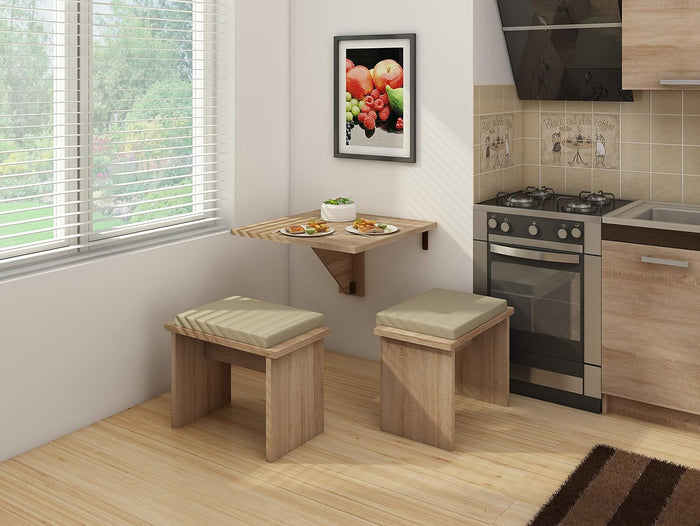 Tavolo pieghevole cucina pranzo HOMI MINI cm 70x18-70x75h Rovere Chiaro