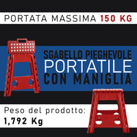 Sgabello Pieghevole Portatile Richiudibile Portata Max. 150 kg 39x30 H 40cm