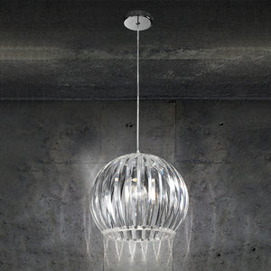 Lampadario In Metallo Contemporaneo Slice Cromo Trasparente 1 Luce E27 Grande