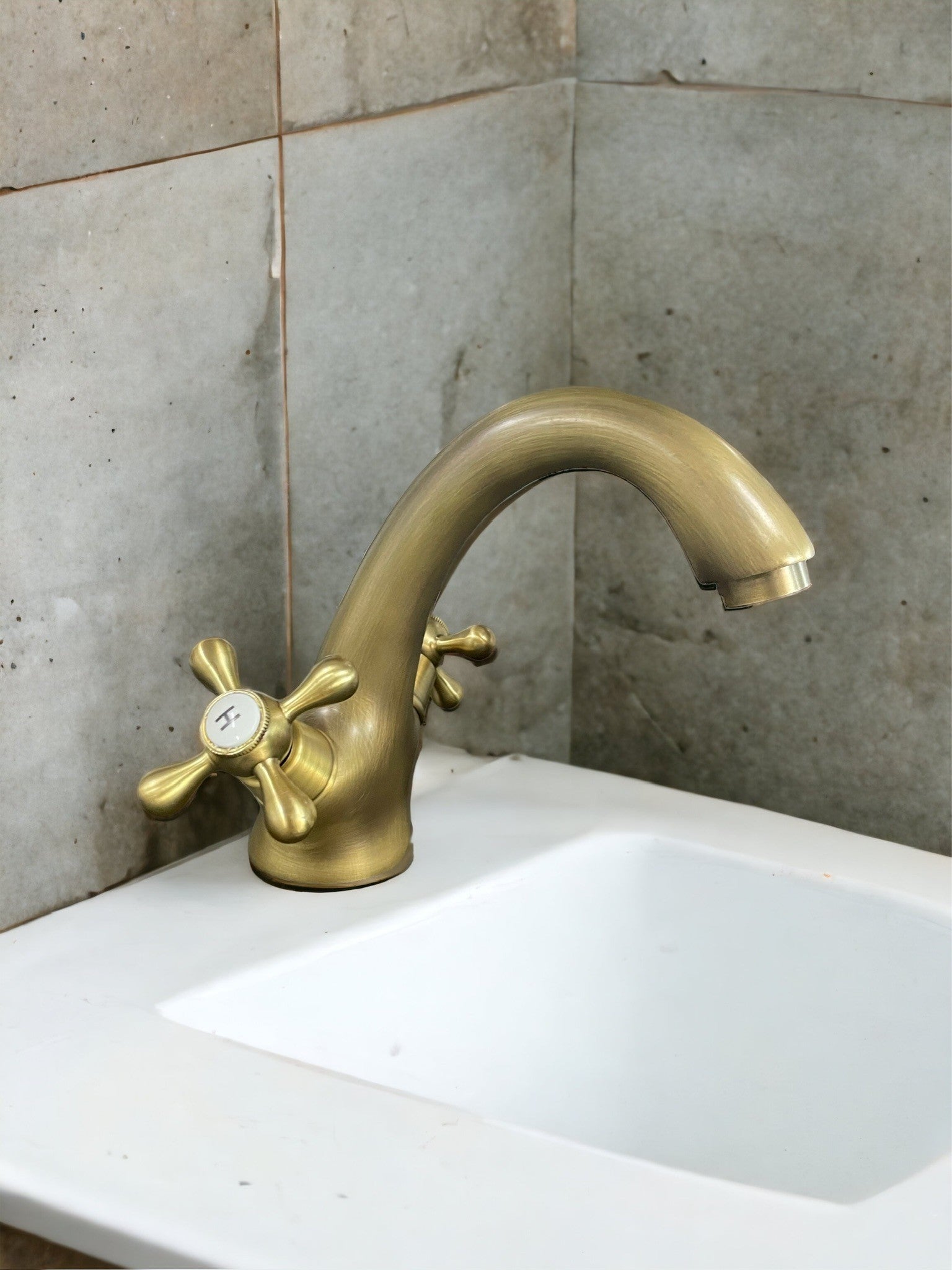 Rubinetto bagno Per Lavabo Vintage Bronzato stile antico, piletta inclusa