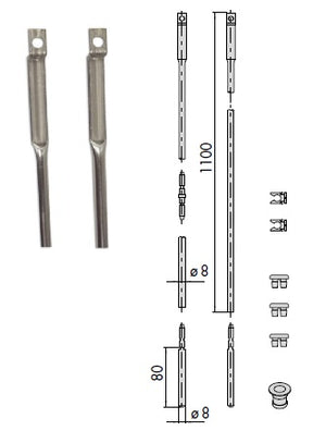 CISA 06441-10 ASTE INTERNE DRITTE ZANC.KIT DIAM.8 L.110+80