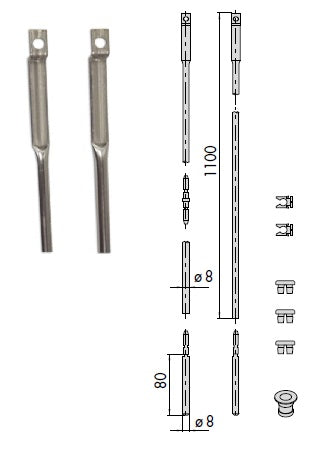 CISA 06441-10 ASTE INTERNE DRITTE ZANC.KIT DIAM.8 L.110+80